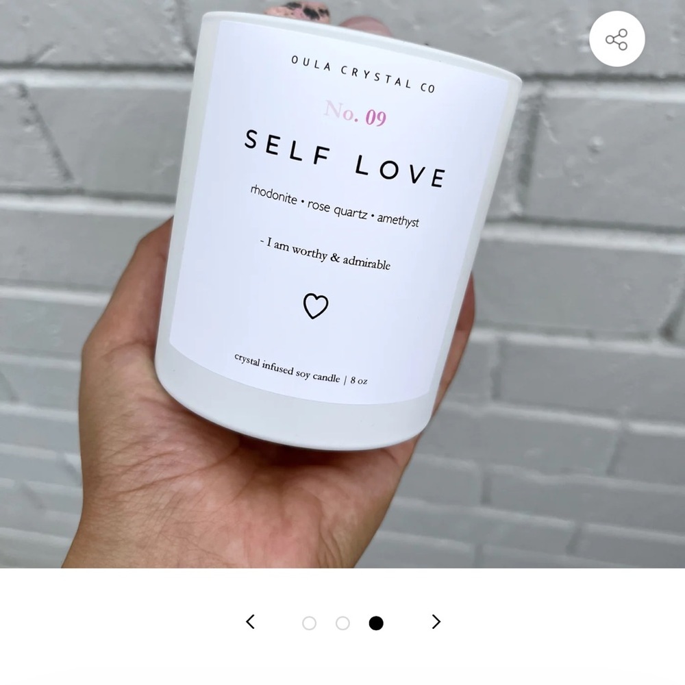 NWT OULA CRYSTAL CO 100% Soy Wax Candle Sparkle Effect Self Love - Picture 2 of 16